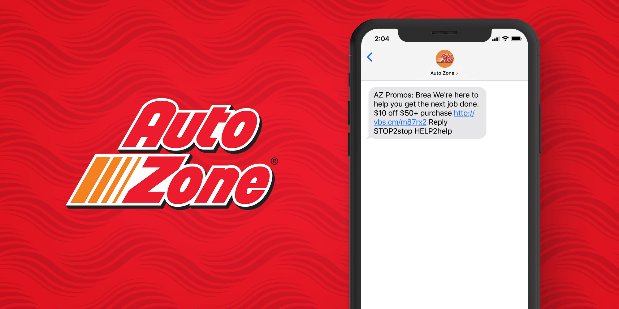 Auto Zone SMS Marketing Example - 50 Examples of Brands Using SMS Marketing
