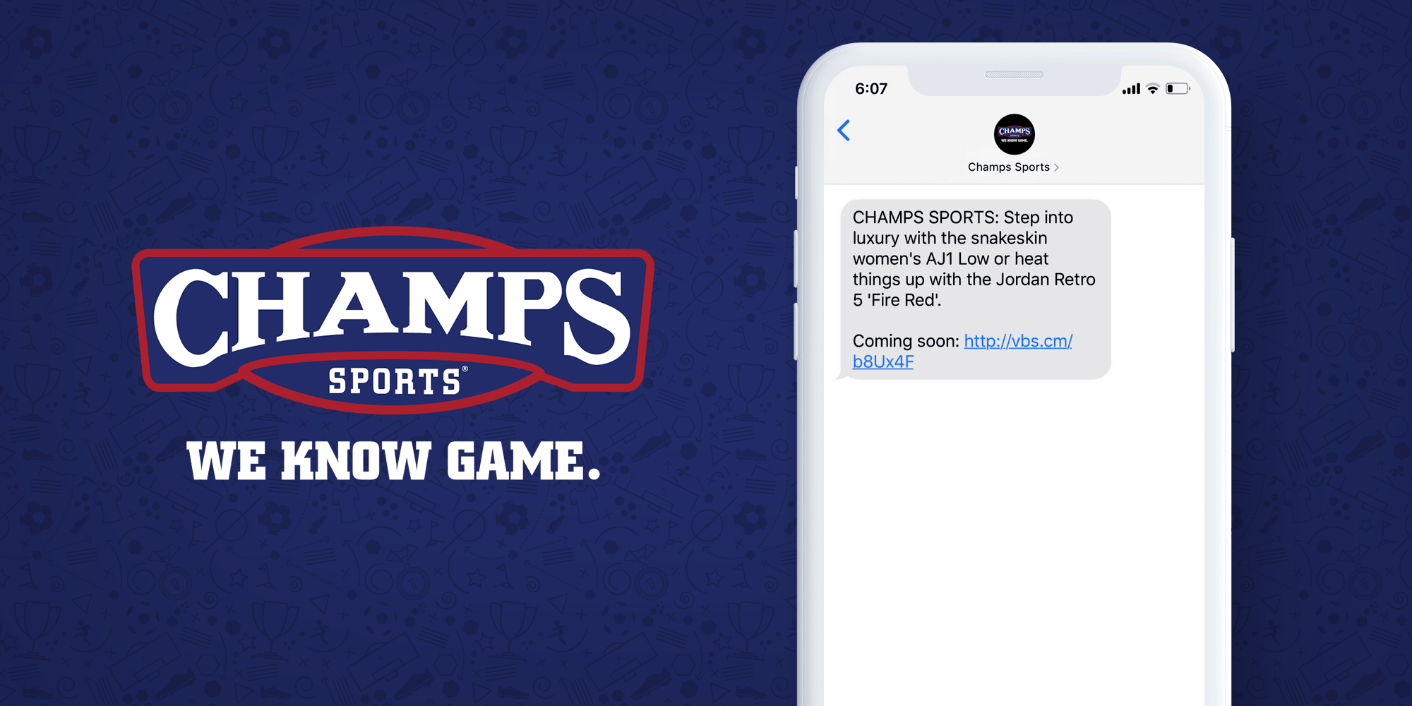 Champ’s Sports SMS Marketing Example - 50 Examples of Brands Using SMS Marketing