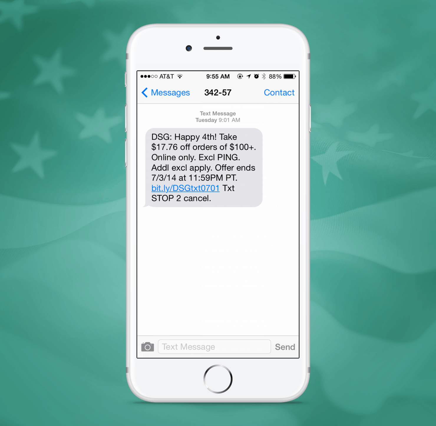 Dicks Sporting Goods SMS Promotion Example from Independence Day