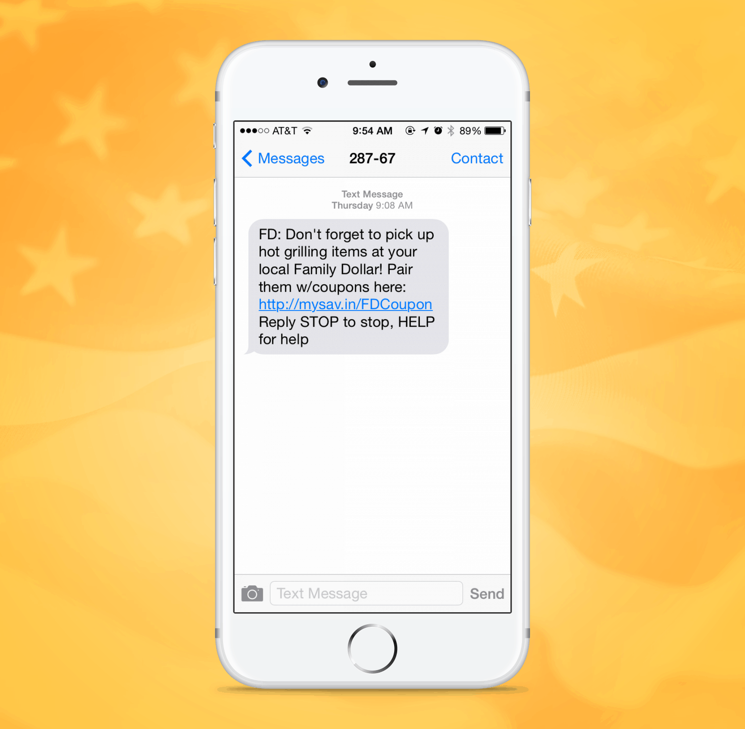 Family Dollar SMS Promotion Example from Independence Day