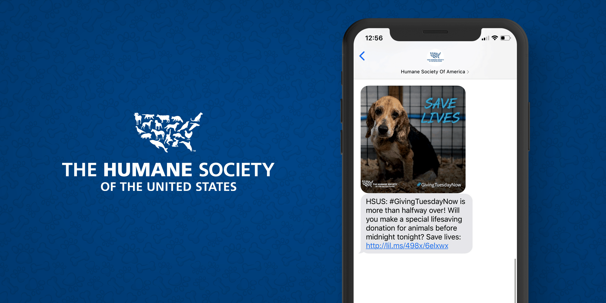 Humane Society of America SMS Marketing Example - 50 Examples of Brands Using SMS Marketing