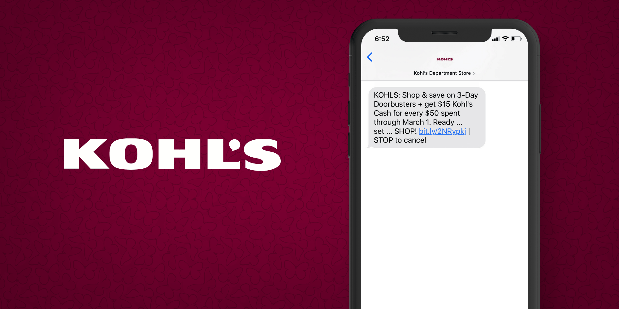 Kohls SMS Marketing Example - 50 Examples of Brands Using SMS Marketing