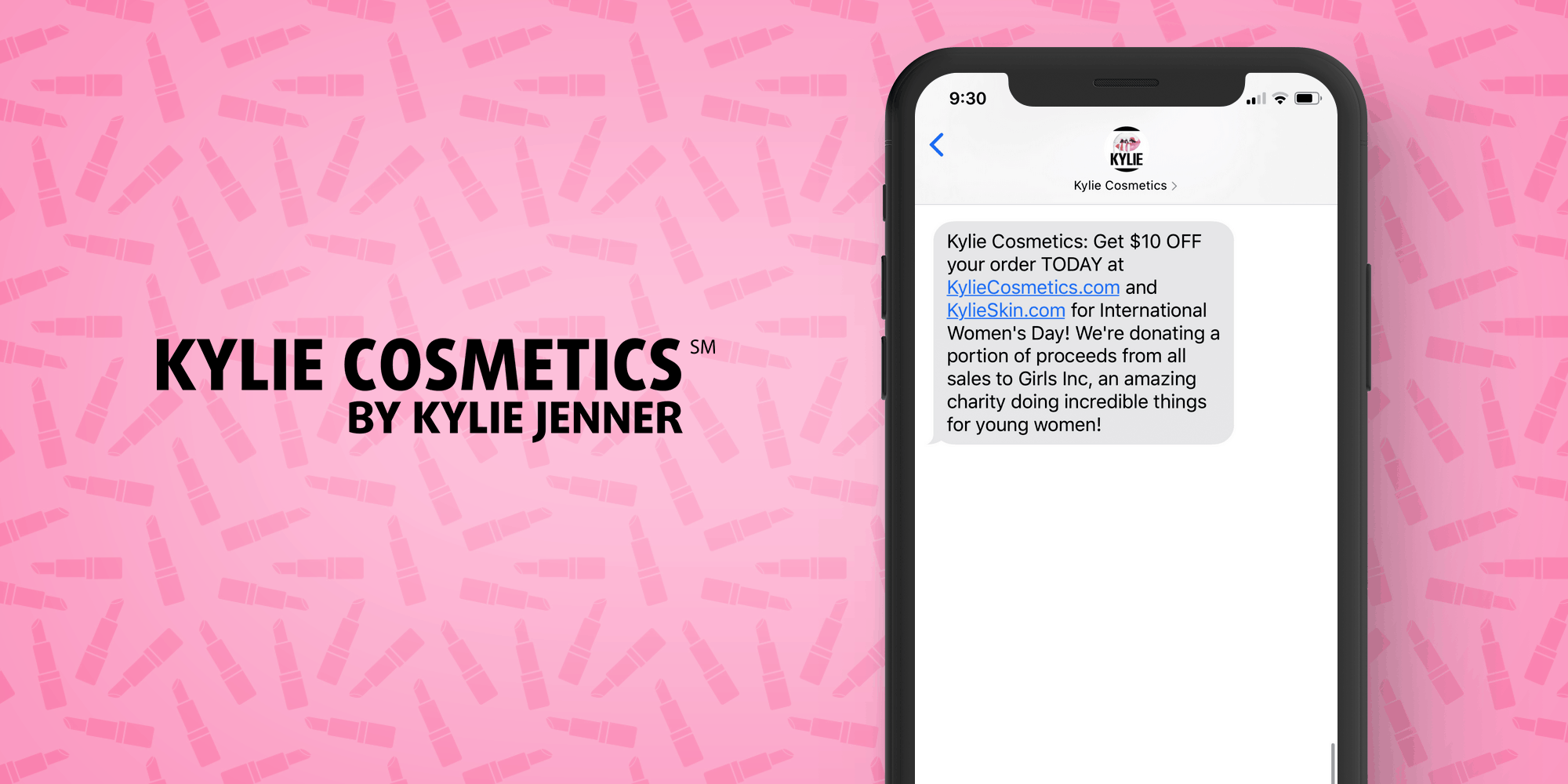 Kylie Cosmetics SMS Marketing Example - 50 Examples of Brands Using SMS Marketing