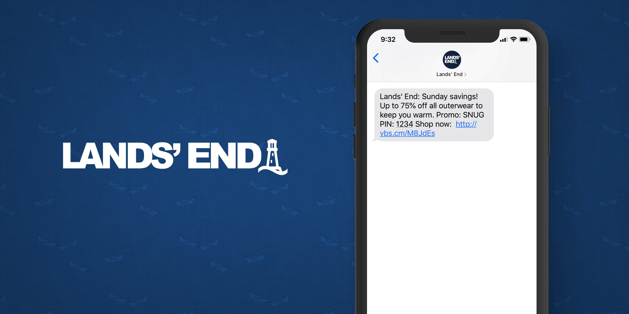 Lands End SMS Marketing Example - 50 Examples of Brands Using SMS Marketing