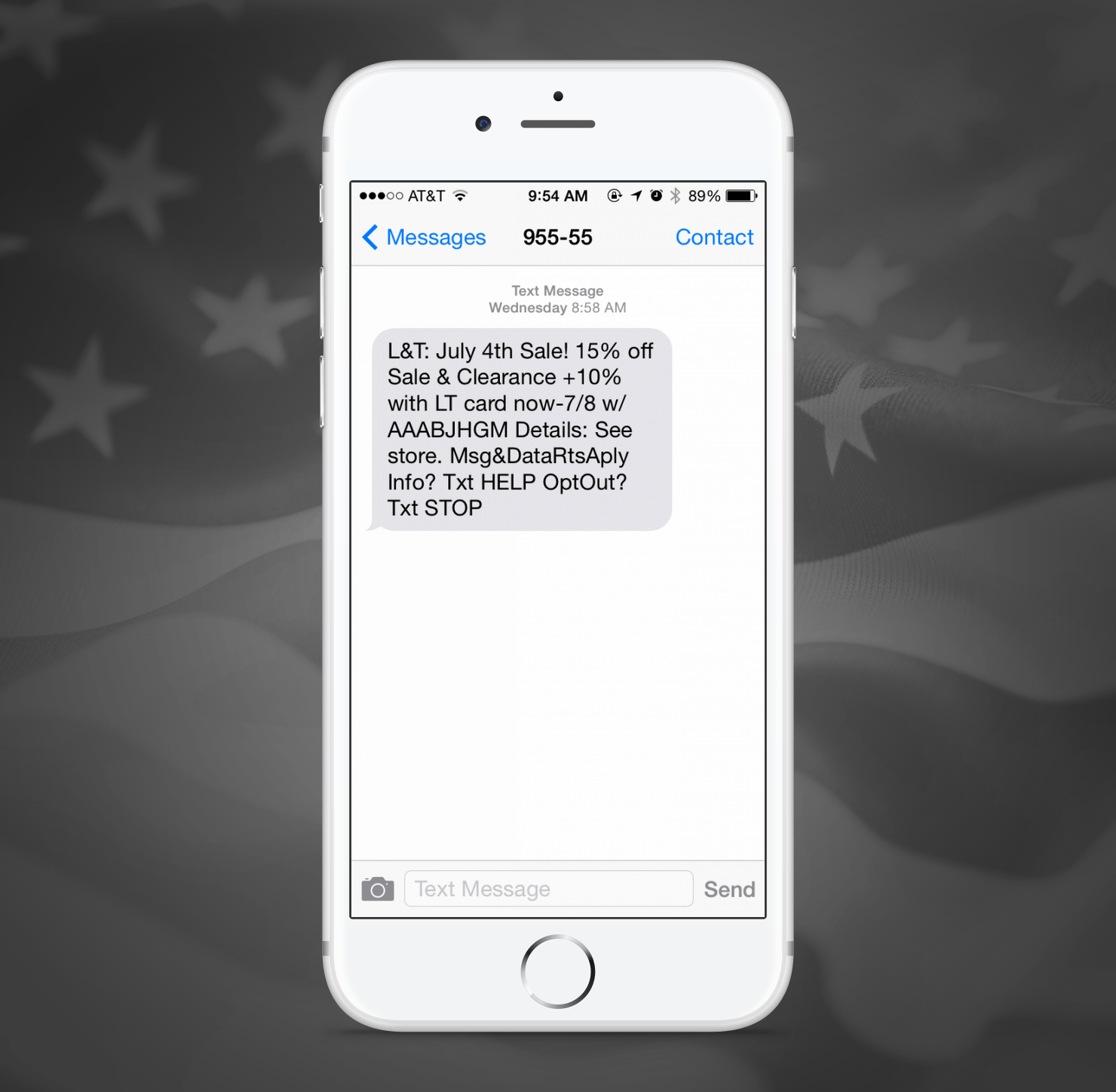 Lord and Taylor SMS Promotion Example from Independence Day