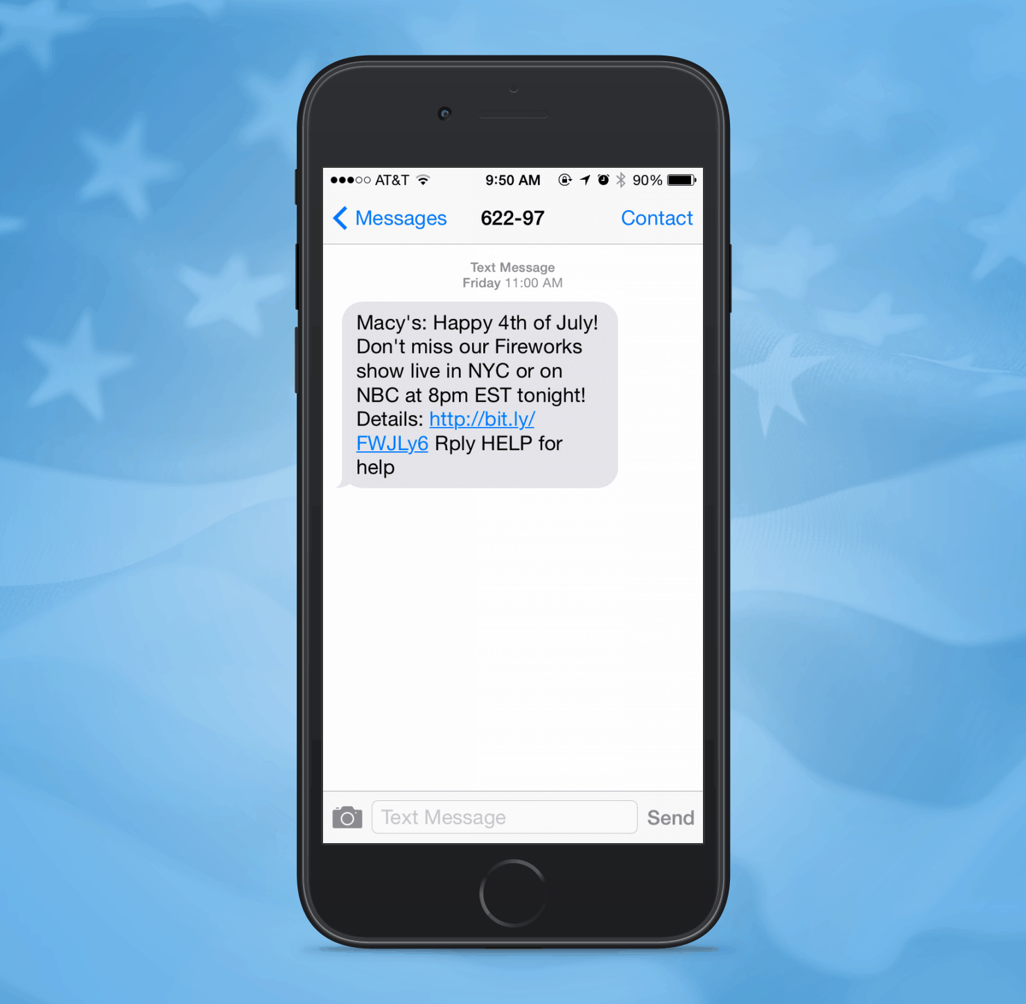 Macys SMS Promotion Example from Independence Day