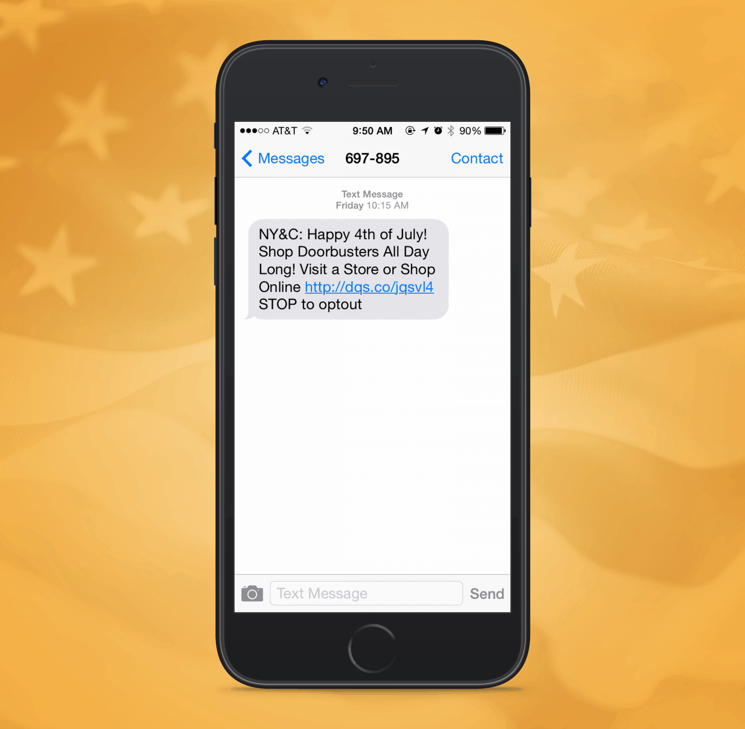 New York and Company SMS Promotion Example from Independence Day