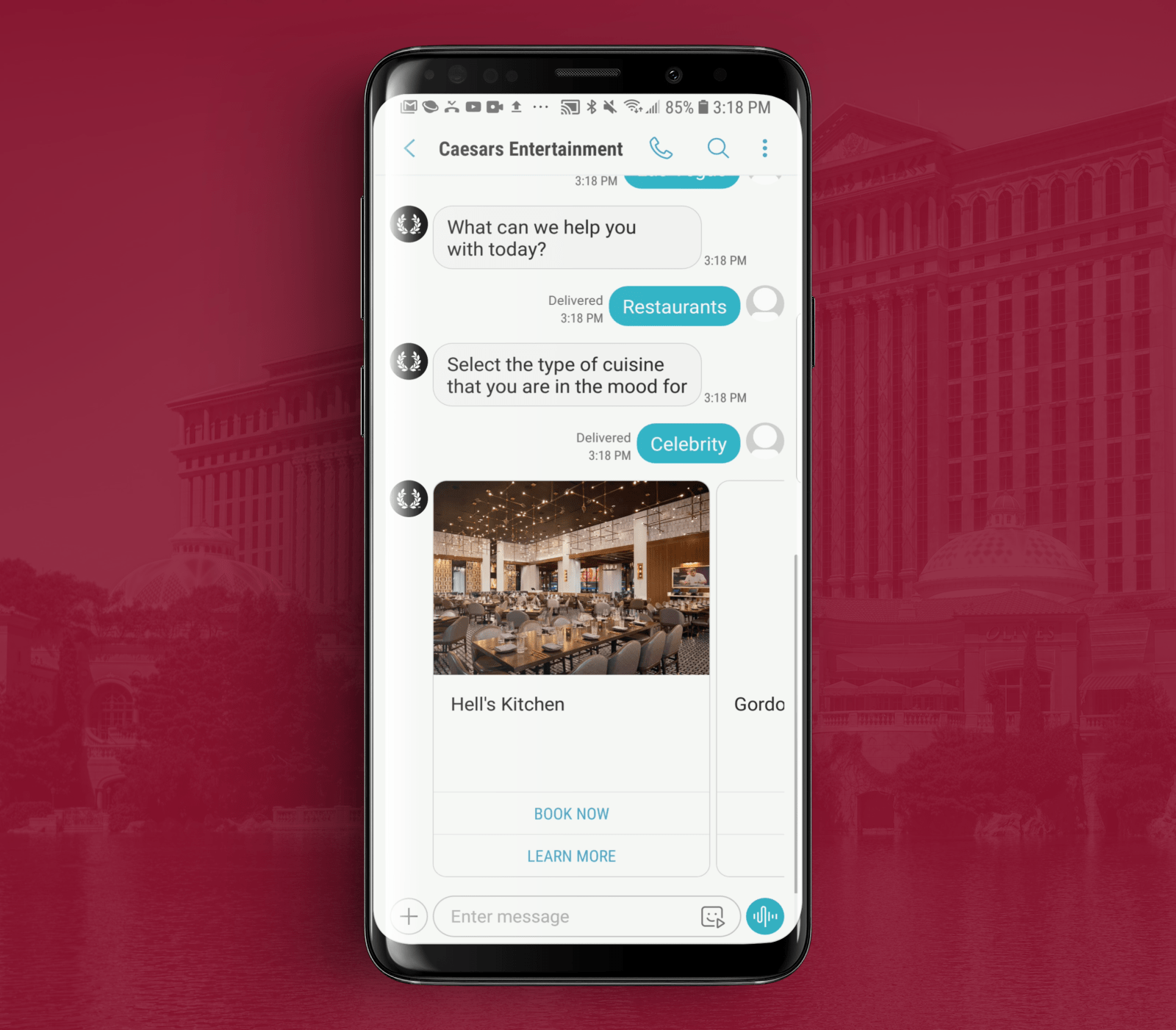RCS Business Messaging Example from Caesars Entertainment 4