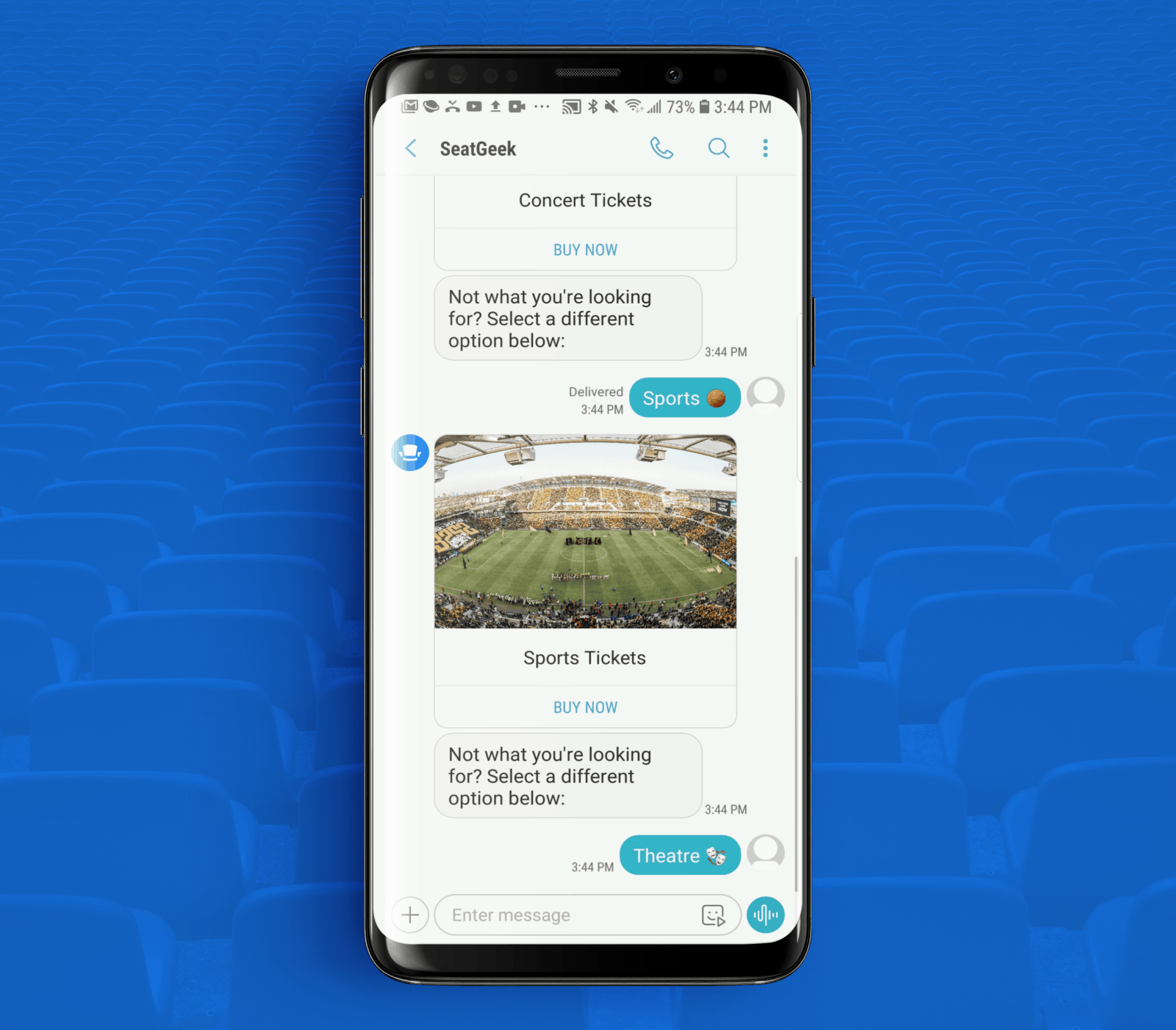 RCS Business Messaging Example from SeatGeek Mobile App 4