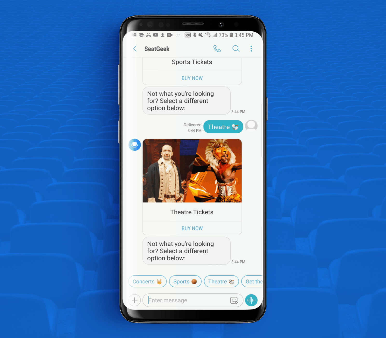 RCS Business Messaging Example from SeatGeek Mobile App 5