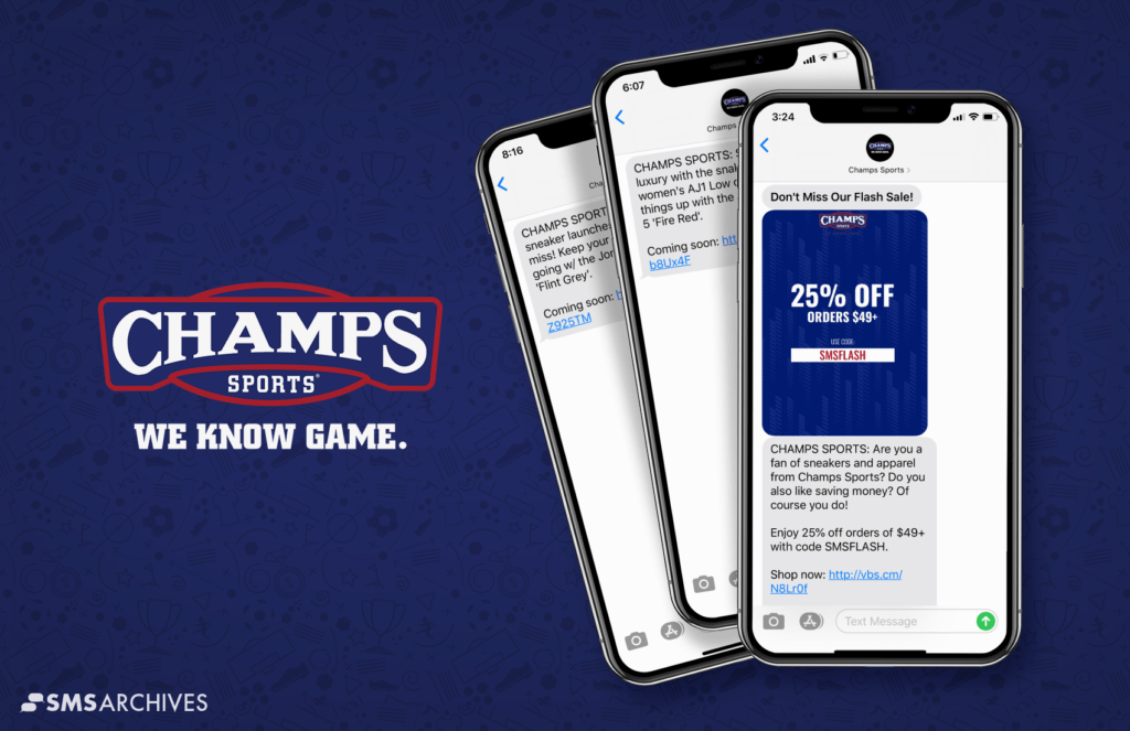 SMS Marketing Examples from Champs Sports on SMS Archives