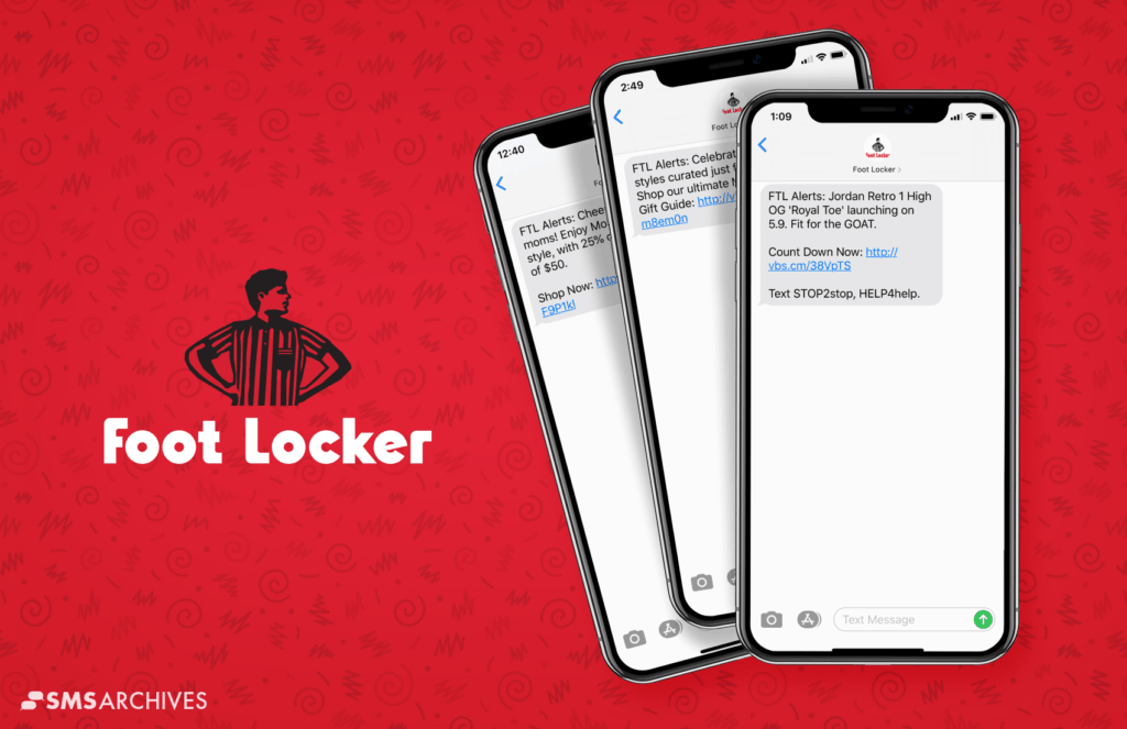 SMS Marketing Examples from Foot Locker on SMS Archives