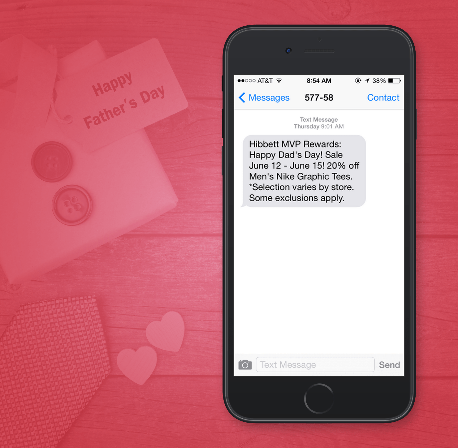 SMS Marketing Examples from Hibbett for Fathers Day