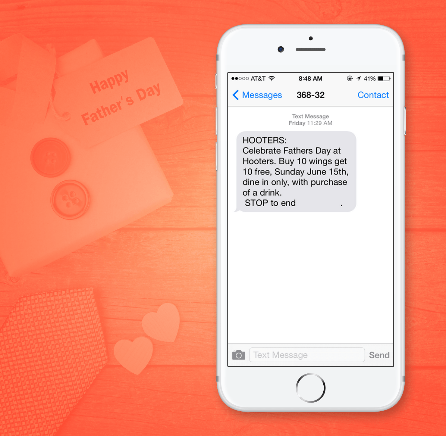 SMS Marketing Examples from Hooters for Fathers Day