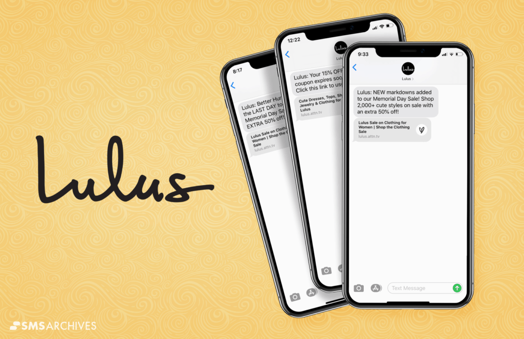 SMS Marketing Examples from Lulus on SMS Archives