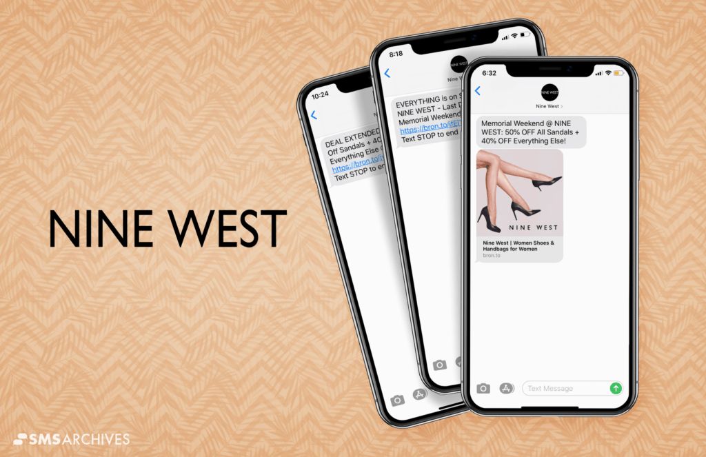 SMS Marketing Examples from Nine West on SMS Archives