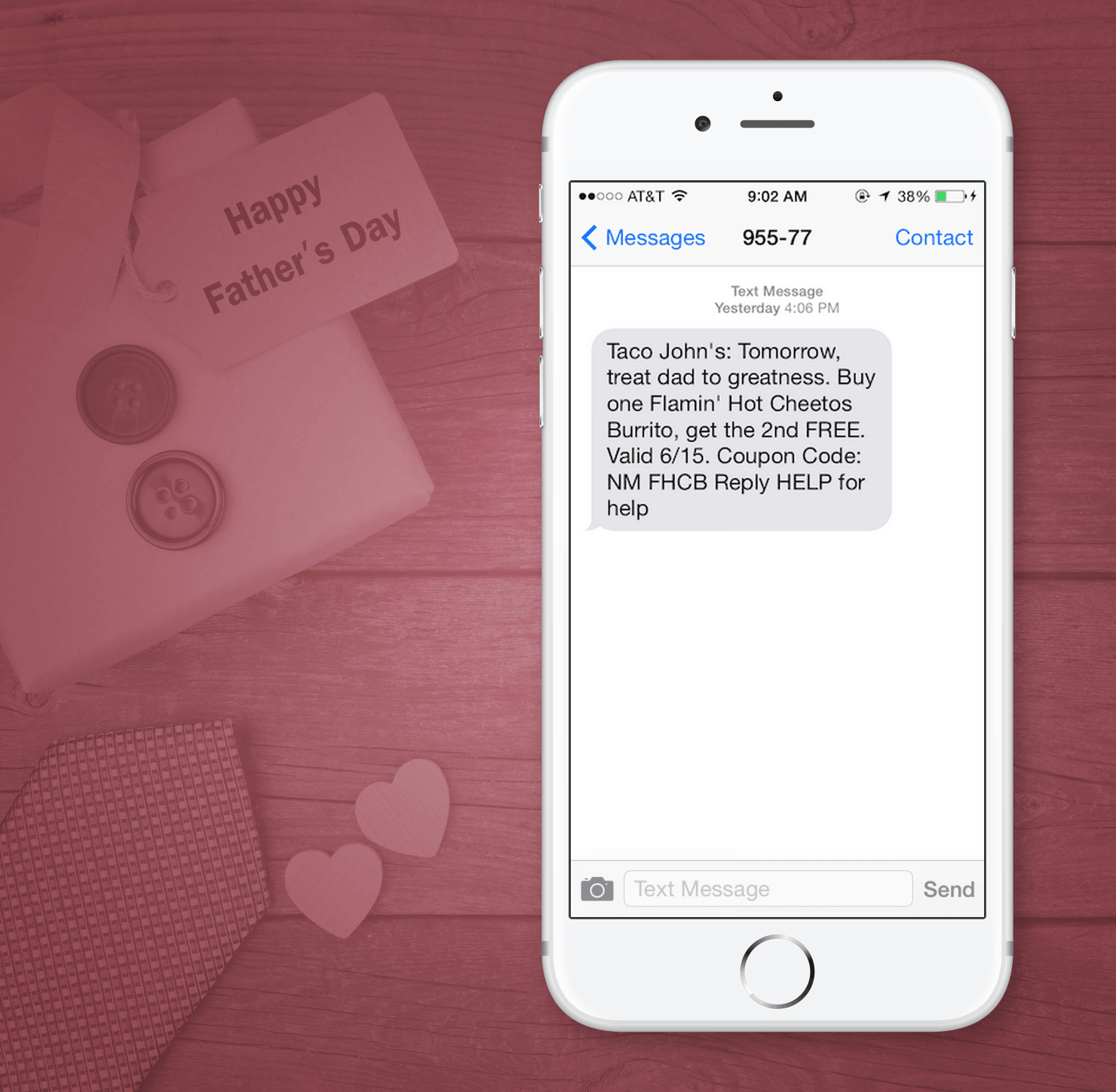 SMS Marketing Examples from Taco Johns for Fathers Day
