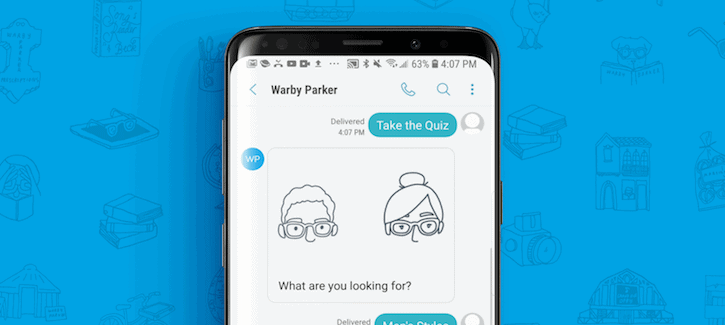 RCS Business Messaging Example - Warby Parker