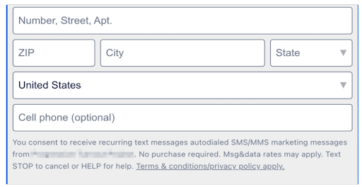 SMS campaign opt-in disclaimer