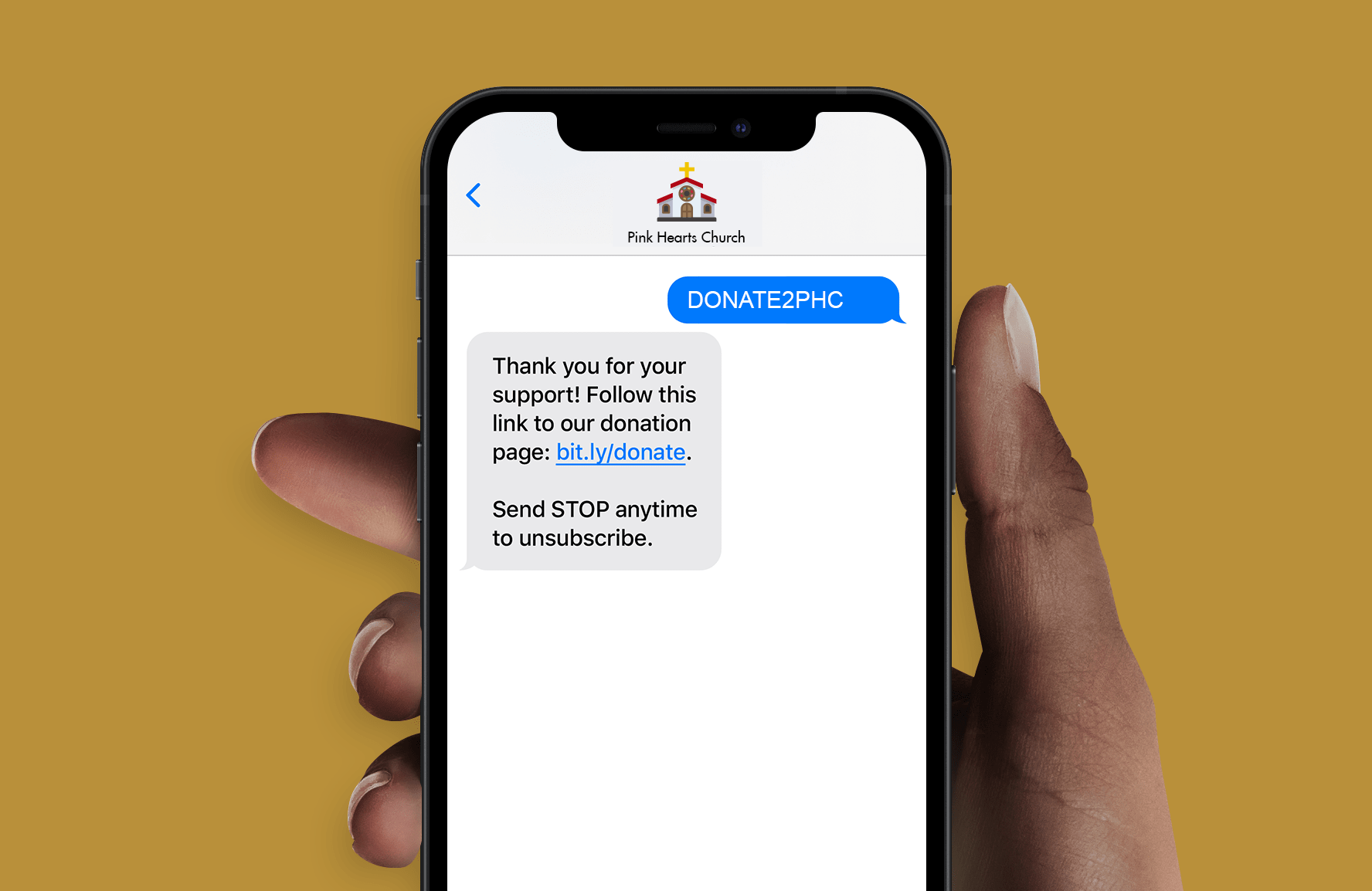 To receive messages from your texting service for churches, supporters will have to opt-in using your chosen keyword. 