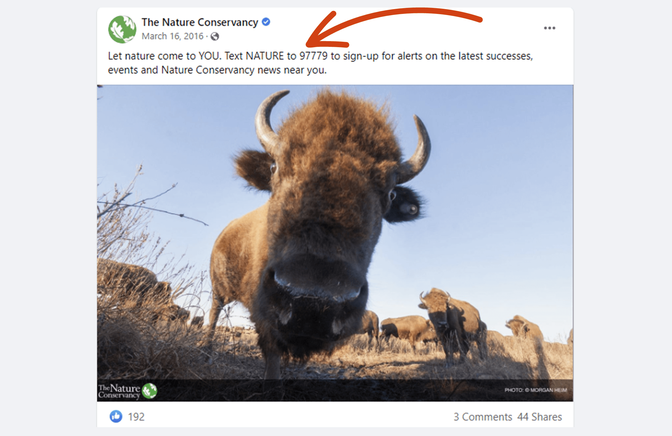 Example from The Nature Conservancy’s Facebook page