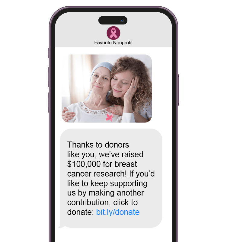 With Tatango’s texting service for nonprofits, you can send emotionally compelling text-to-give appeals.