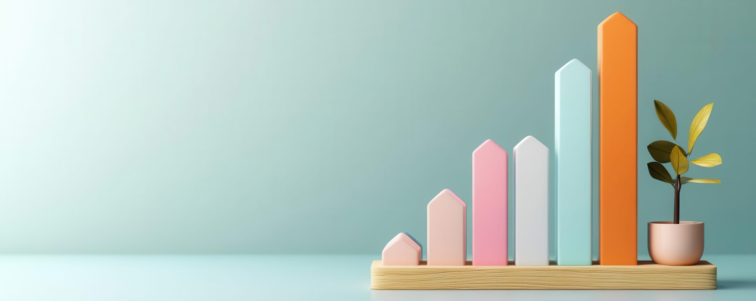 Stylish abstract bar chart rising, modern business growth, and ROI-focused concept