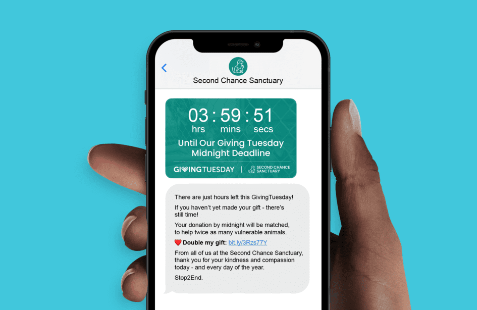 Example donation appeal text message for GivingTuesday