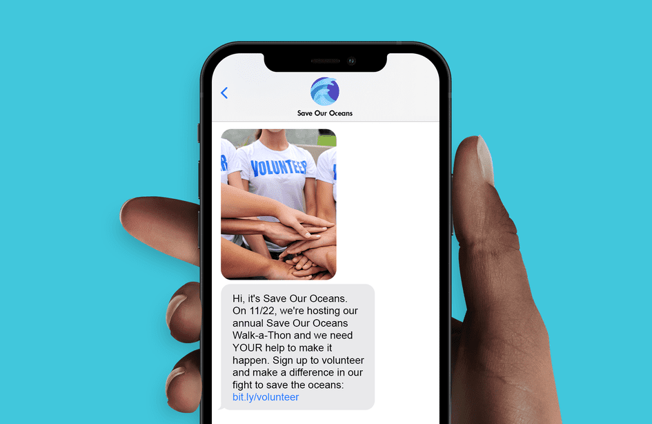 Example volunteer recruitment message for a nonprofit called Save Our Oceans